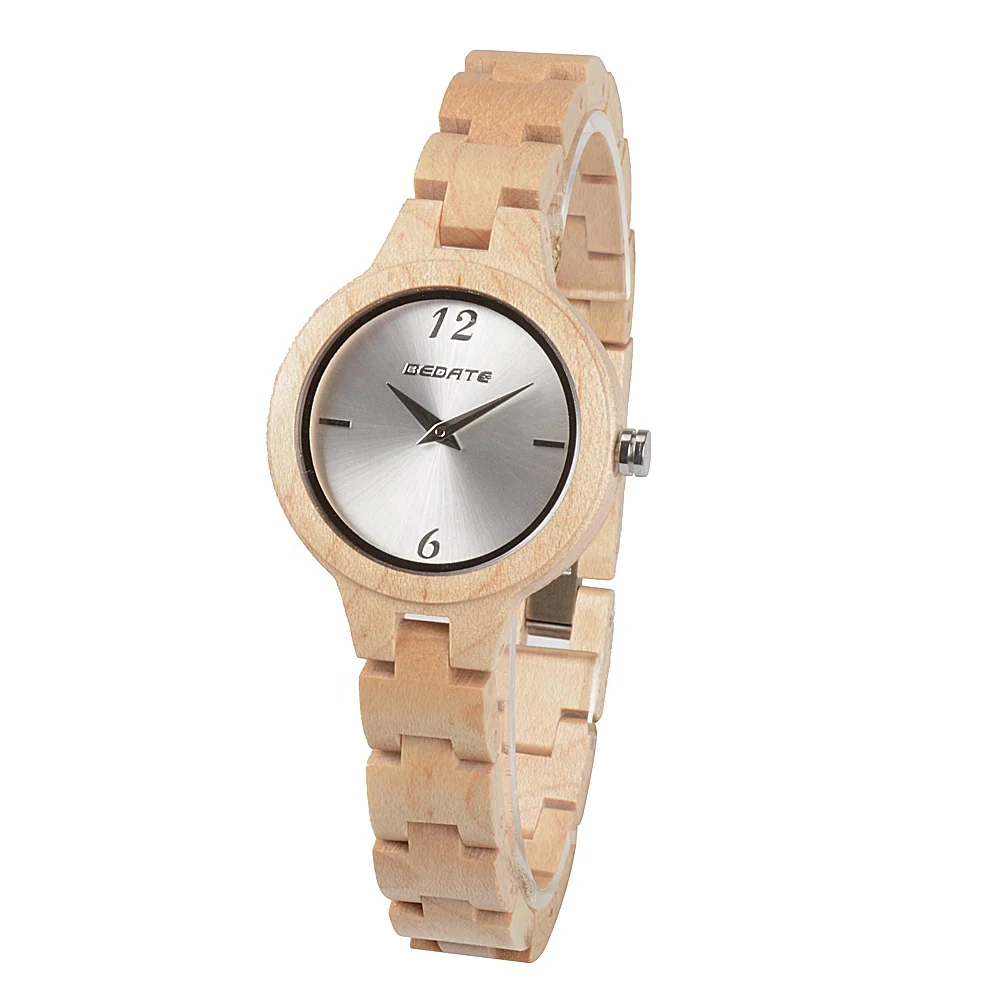 

Wholesale fast delivery ready to ship women wrist watch fashion business light women wrist watch natural wood women wrist watch