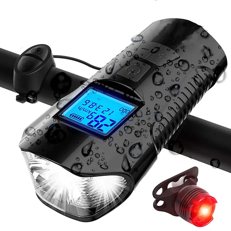 

Powerful 3 In 1 Multi function 5 Modes USB Rechargable Bicycle Light Waterproof Bike Handle Light, Black