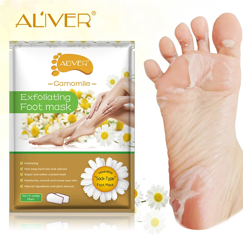 

Aliver Foot Peeling Mask Feet Mask Pedicure Heel Socks Camomile Exfoliating Renewal Pedicure Remove Dead Skin Foot Care