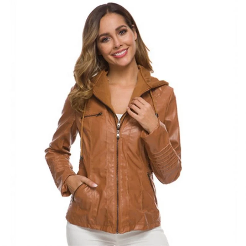 

VOOGUE European Long-Sleeved Women's Jackets Pu Women's Short Leather Jackets Women's Jackets Motorcycle Clothing, Customized color