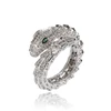 Animal Jewelry CZ diamond Ring Snake shaped engagement rings silver plated fashion ring for women