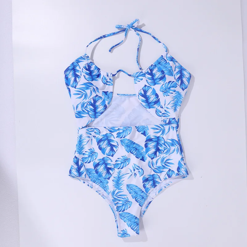 

Breathable Floral Print Women's One Piece Swimsuit Sexy Beachwear for Women, Blue
