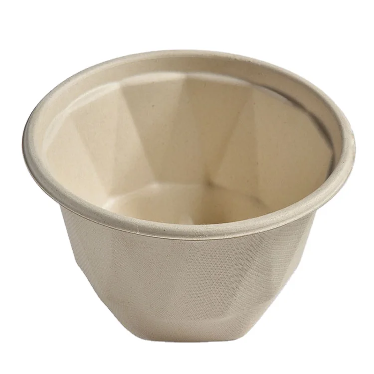 

High quality biogradable straw disposable salad paper bowl with lid, Unbleached