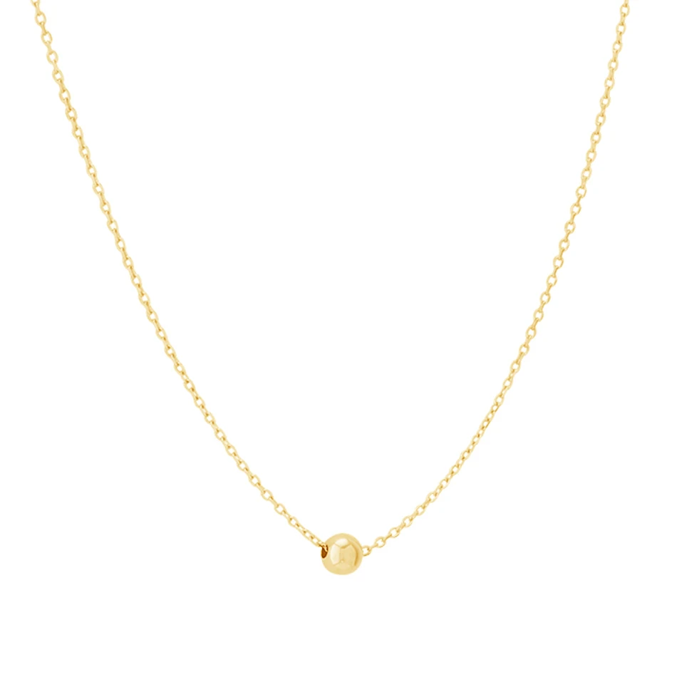 

classic 925 sterling silver fashion necklace for women high polish 18K gold vermeil single ball necklace