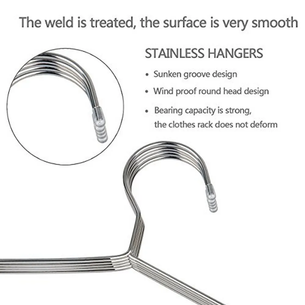 Wire Coat Hangers Strong Heavy Duty Stainless Steel Metal Hangers 16.5