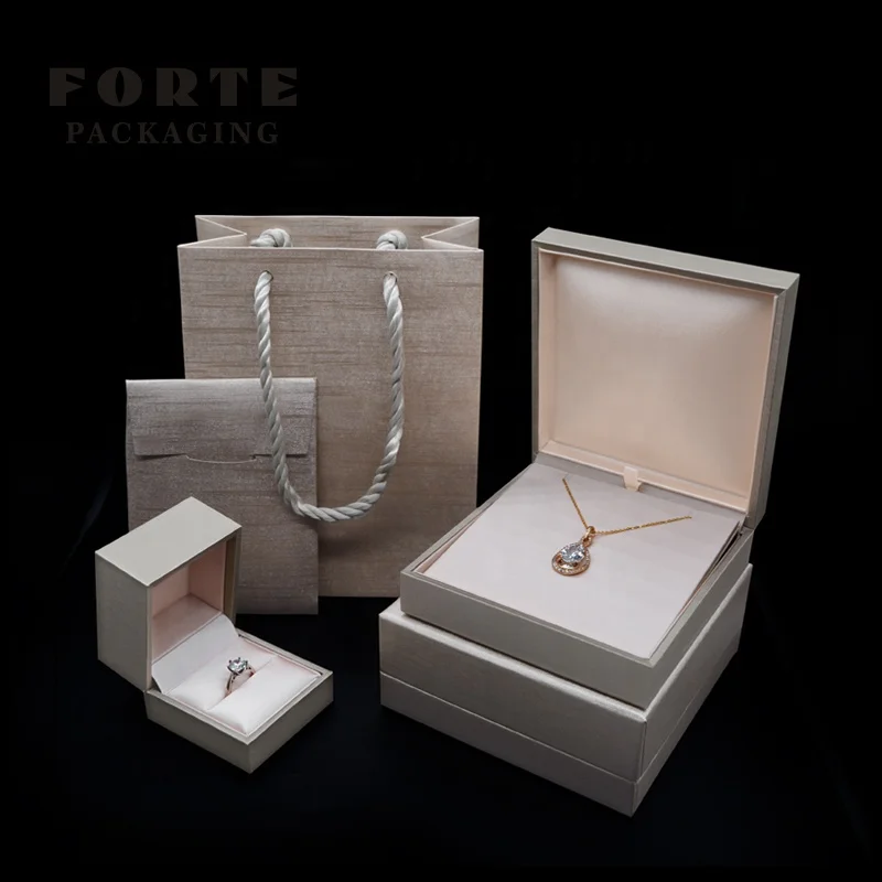 

FORTE large luxury custom logo pu leather jewelry pendant earrings fashion boxes double ring box