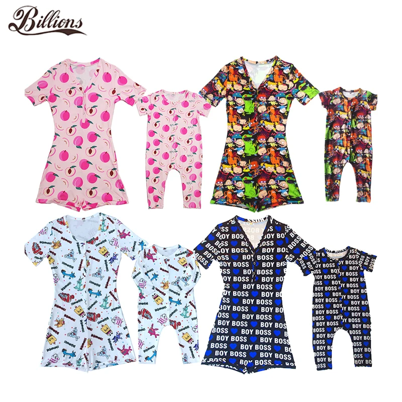 Animal Print Onesie Soft Pajamas Butt Flap For Mommy And Me Sets Onesie