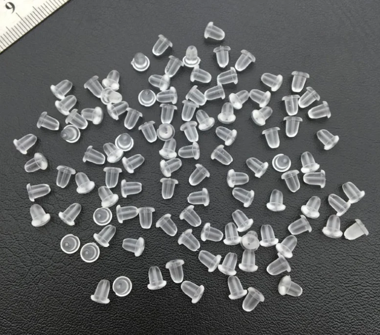 

Clear Soft Silicone Rubber Safety Bullet Stopper Rubber Earring Backs For Jewelry Accessories Making, Transparency