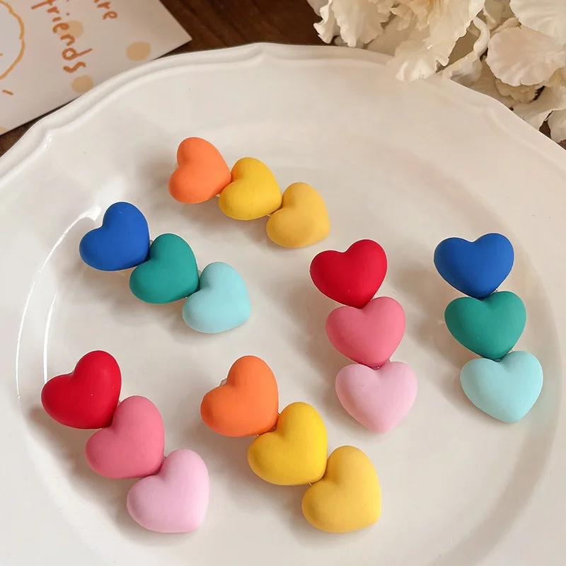 

Rainbow heart side clip female Korean baby clip hairpin new children's hair accessories