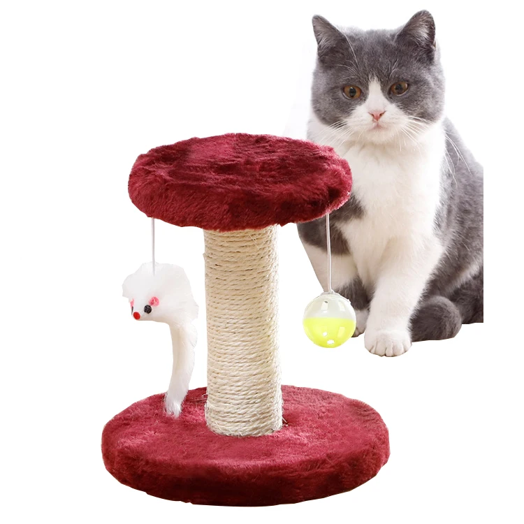 

Wholesale Plush Sisal Cat Tree Toy Scratching Post with Ball and Mice, As pictures