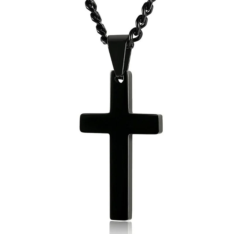 

Hot Sale Stainless Steel Minimalist Necklace Wholesale Classic Cross Pendant Necklace, Gold,sliver,black