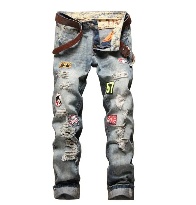 

Embroidery Man Jeans Ripped Jeans Skinny Jeans Vintage Pants