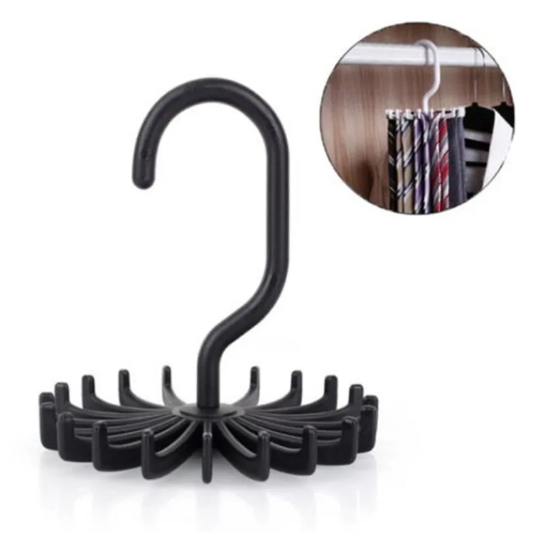 

Twirling Scarf Belt HookHolder 20 claw scarf hanger Organizer 360 degree rotatable Ties Clothing Hanger Rack wardrobe storage, Black+white