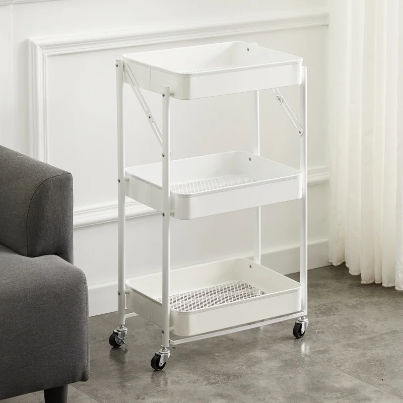 

Multipurpose 3-tier trolley portable metal shelf rack rolling storage cart with wheels, Customized color
