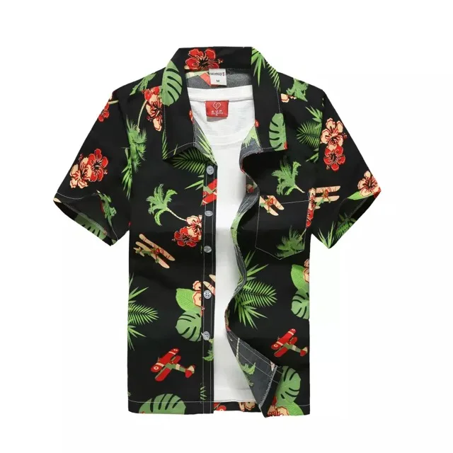 

Plus Size Shirt With Short Sleeves For Men Printed Hawaiian Shirt, 5 colors
