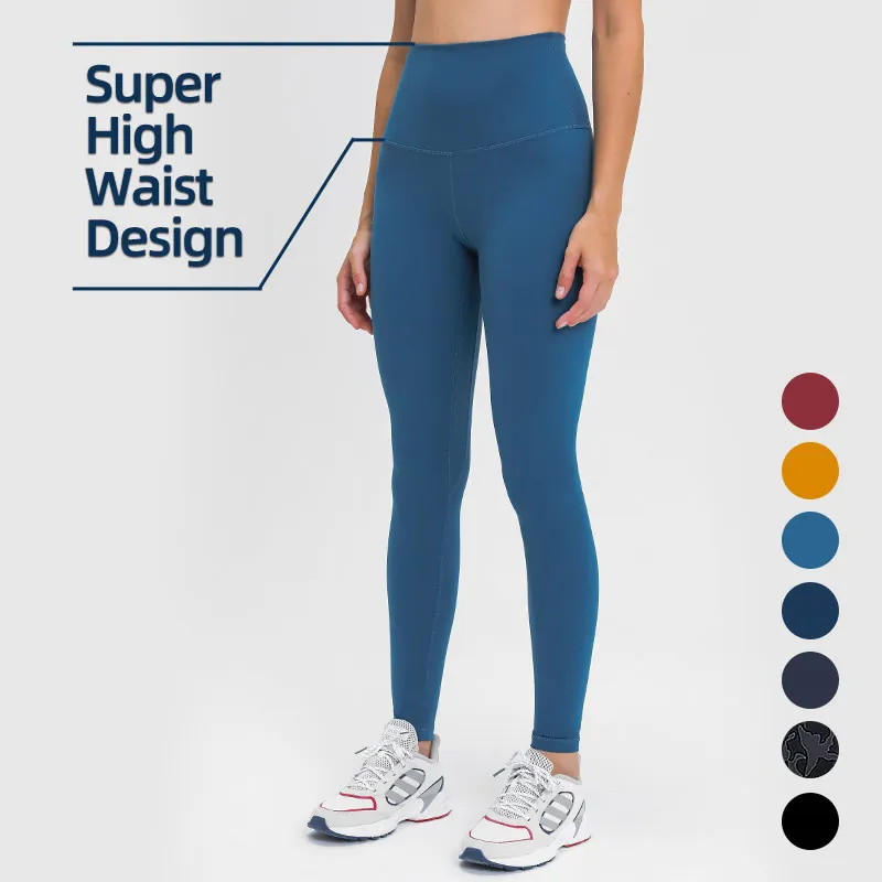 

Newest High Waisted Nude Feel Full Length Pants Yoga Leggings With Pockets For Women Workout Fitness Gym Wear