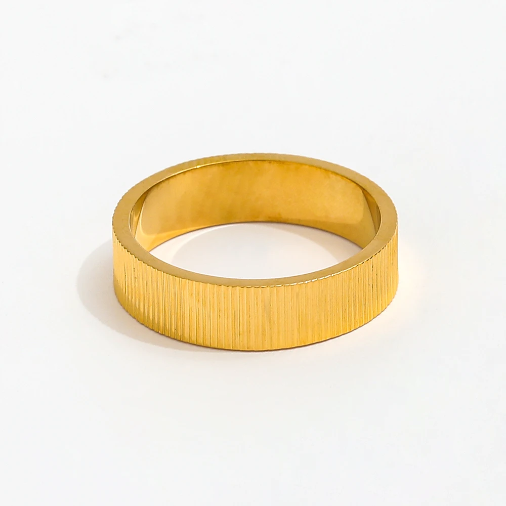 High End 18K PVD Gold Plated Stainless Steel Gear Band Rings for Women Stylish Tarnish-Free Jewelry-for Gift