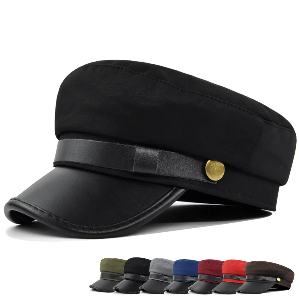 Women's Visor Beret Hats Metal Button Vintage Octagonal Cap Newsboy Cap