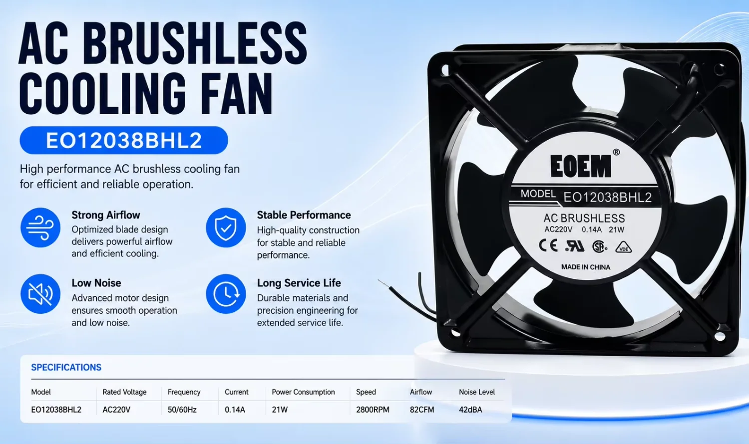 Original Fan, 220VAC, 0.14A, 21W, 12038 - detail 4