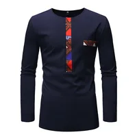 

Best selling men's new T-shirt African ethnic stitching long-sleeved shirt