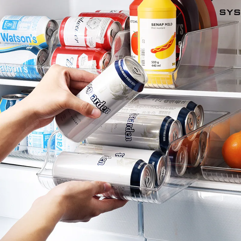 

Amazon Hotsale Wide Plastic Kitchen Water Bottle Storage Organizer Soda Canned Goods Food Organizer for Fridge, Transparent / clear