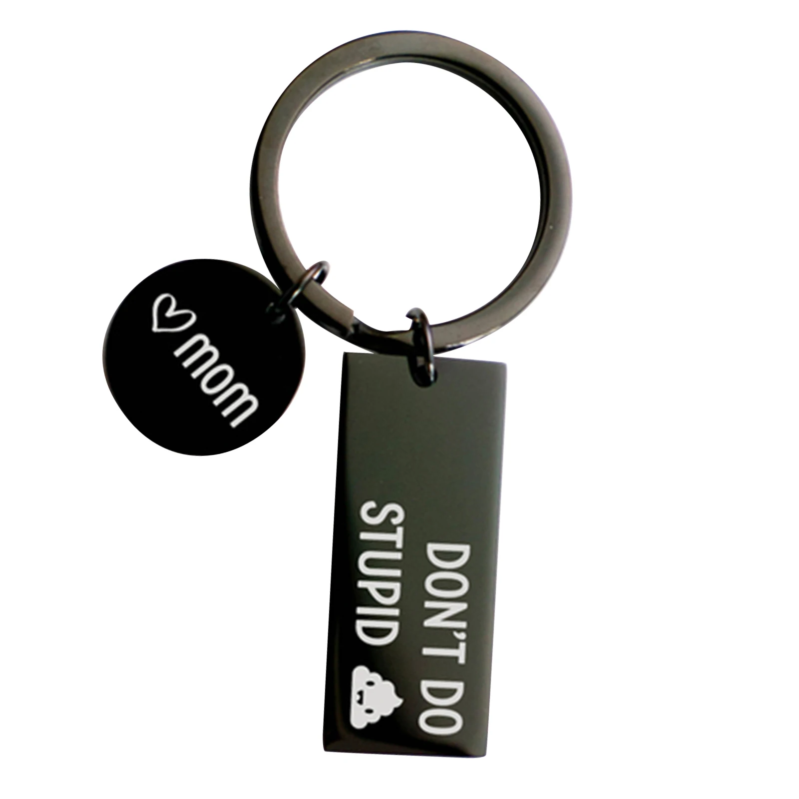 

Stainless Steel Jewelry Don't Do Stupid Shit from Mom Black Keychain Gift for Son Daughter