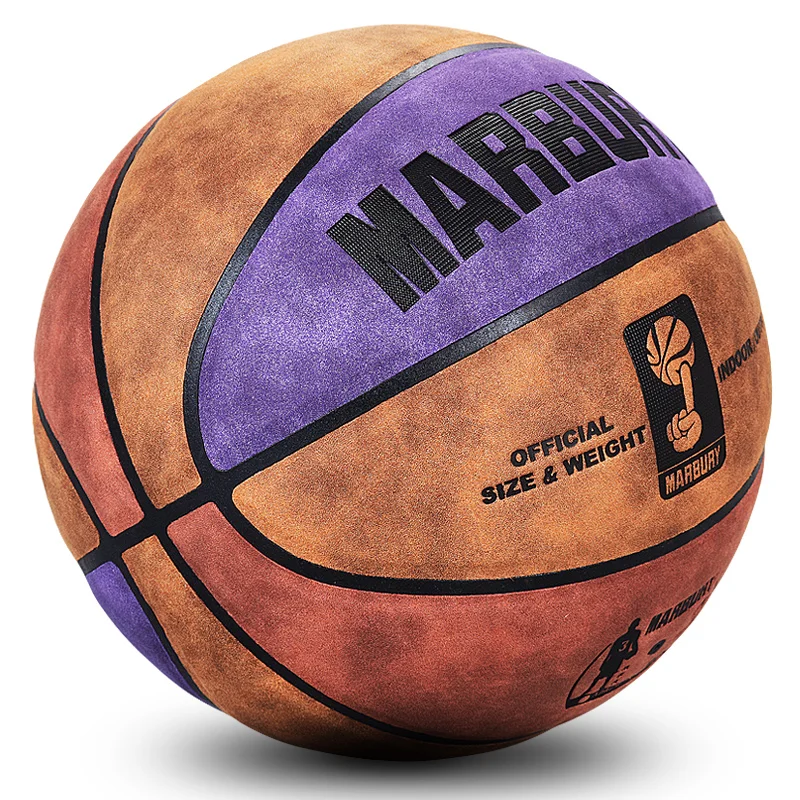 
Custom high quality indoor adults official size 7/6/5/4/3 leather basketball for kids and students 