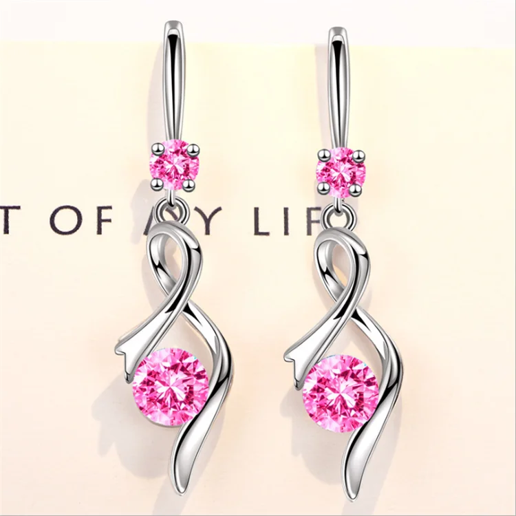 

Fashion s925 silver earrings water drop shiny diamond earrings electroplated alloy zircon ladies earrings, Picture shows