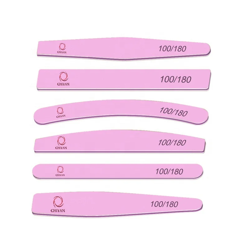 

Professional White Zebra 80 100 120 150 180 240 320 Double Side Custom Printed Logo Sets Mini Files nail file mini disposable, Pink