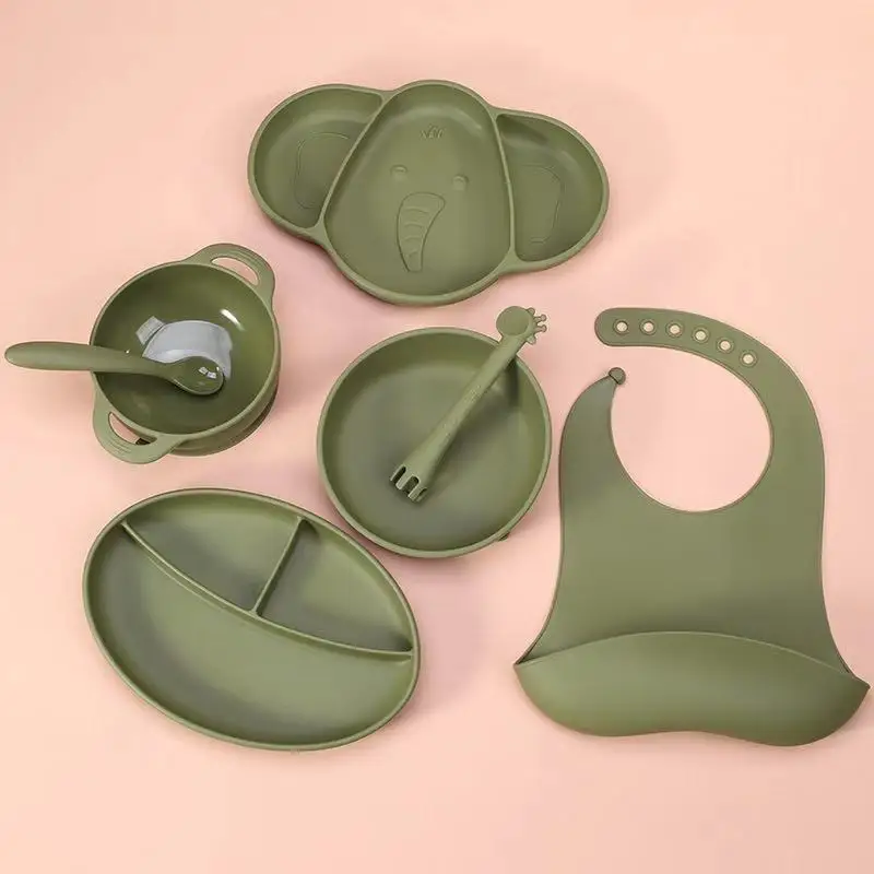 

OEM/ODM welcomed silicone bib set silicone baby bowl set silicon Bib plate sets