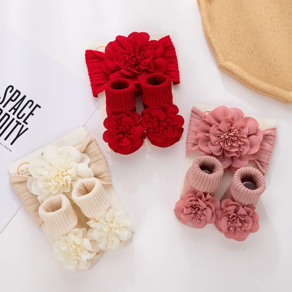 Ruffle Stockings Headband & Flower Socks Set