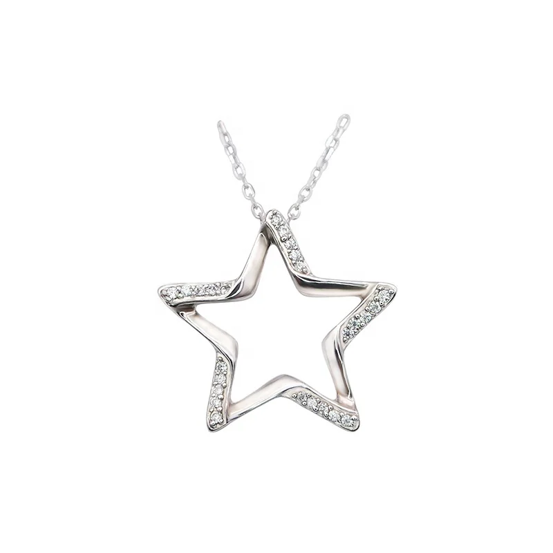 

Wholesale price star shaped solid 925 sterling silver jewelry pendant with rhodium plated