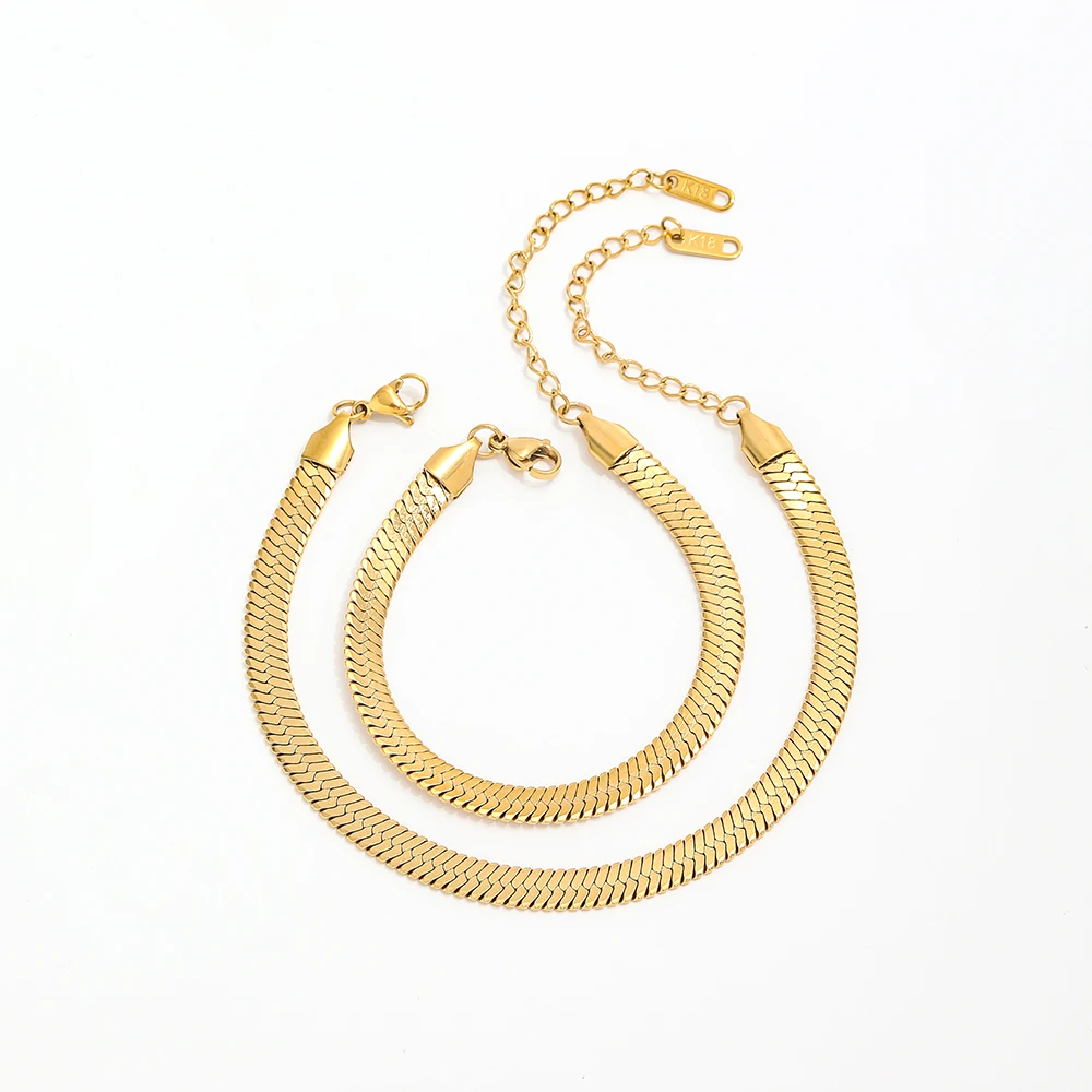 High End Gold Plated Stainless Steel Snake Chain Bracelet Anklet for Women Wholesale Jewelry 6mm