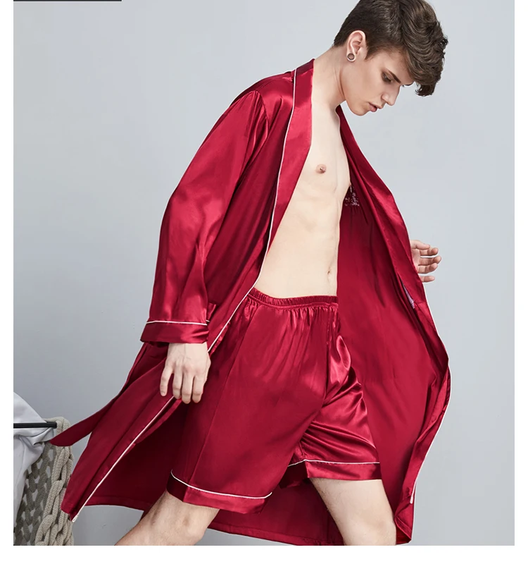Wholesale Custom 100 Polyester Satin Mens Pajamas With Night Pants