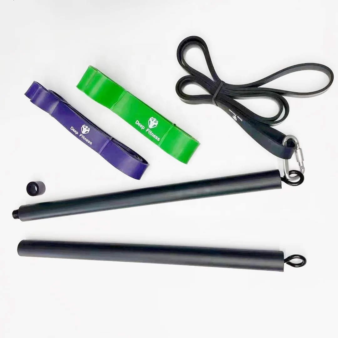 

2 pieces Training pilates Bar with resistance band, door anchor fitness workout bar, Customized