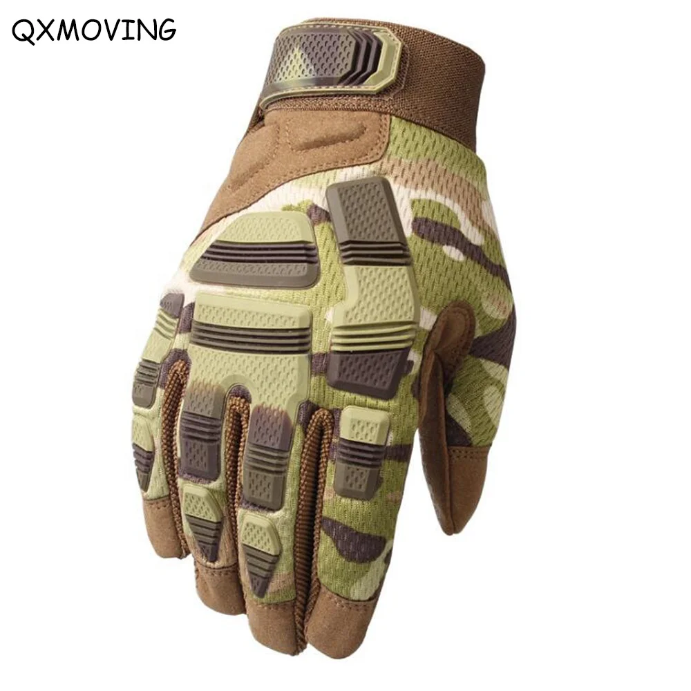 

QXMOVING Hiking Cycling Full Finger Men Glove Riding Fingerless Protective Military Tactical Gloves, 6 colors