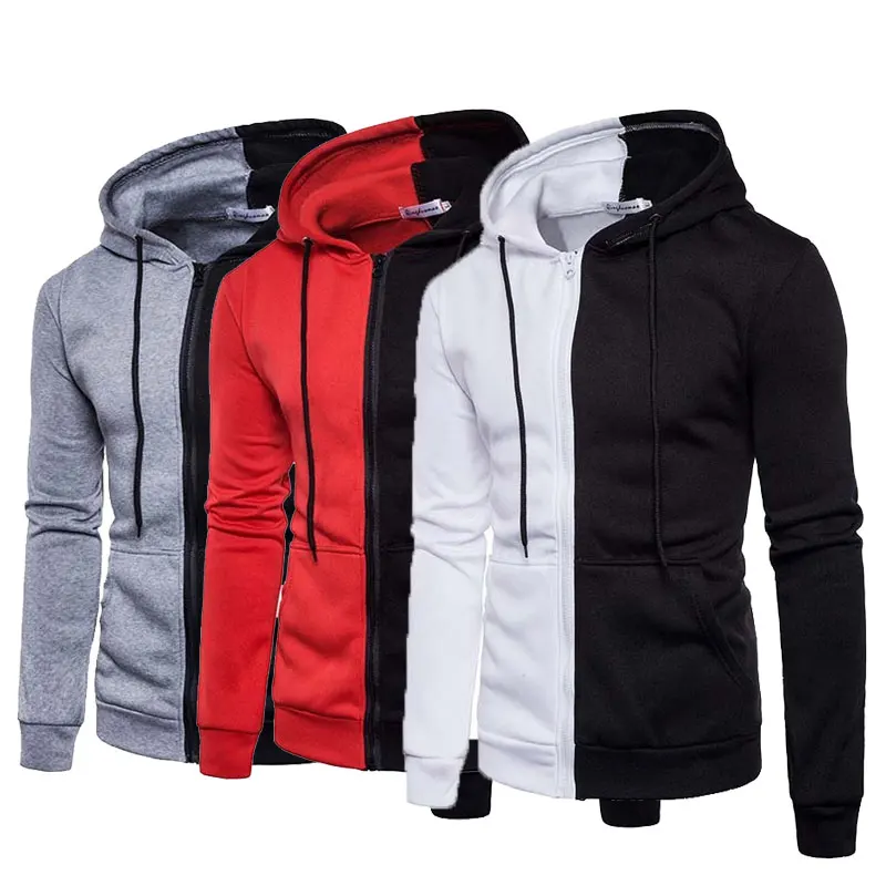 

Custom brand men's sports zipper long sleeve casual sports cardigan hooded sweater men