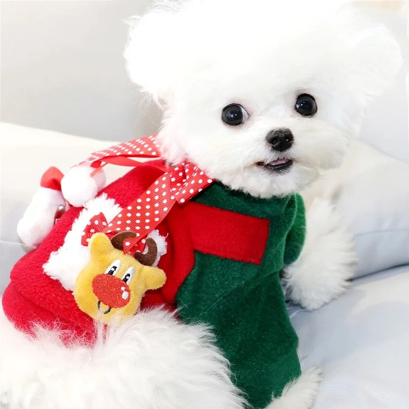 

Red Christmas Dog Clothing Cotton Puppy Costume Summer Shirt pet clothes Dog Clothes pet, Red white green