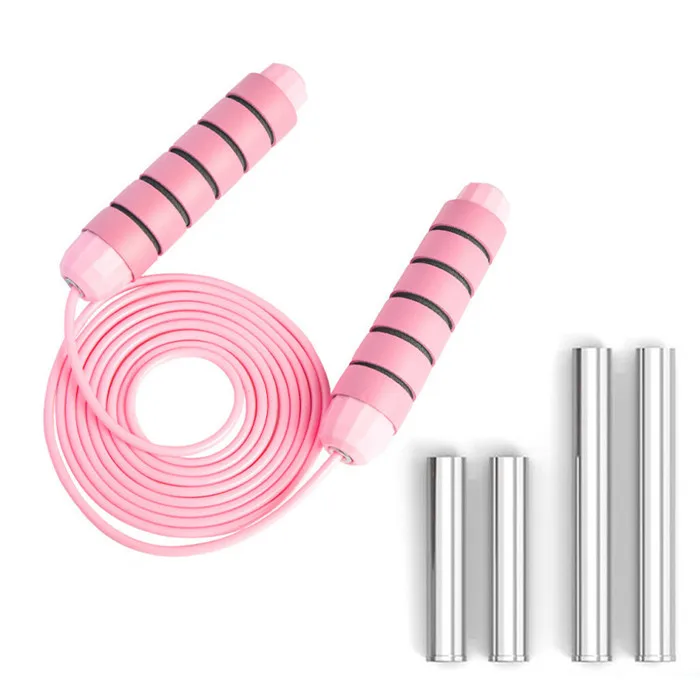 

Exercise equipment cordless jump rope heavy women training body building home gym bearing jump rope, Pink,grey