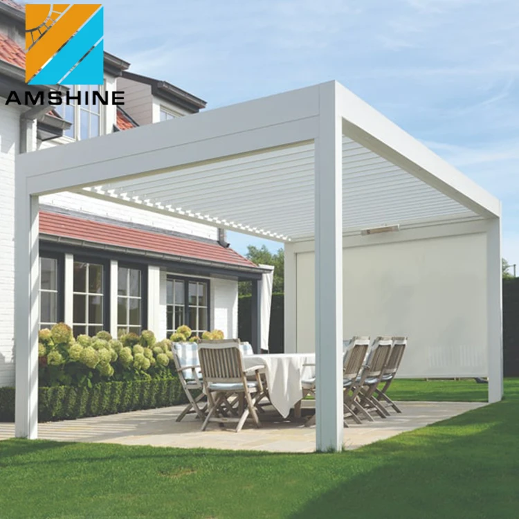 

Motorized Outdoor Cover Louvered Roof Bioclimatic Shutter Roof Garden Pergola Awning Gazebo Arches Pergolas Design, Customized colors