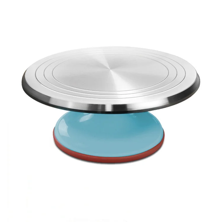 

Aluminium Alloy Revolving Cake Turntable Cake Rotating Stand with Non-Slipping ABS Rubber Bottom for Cake Decotating, Silver/sky blue/green/pink/purple