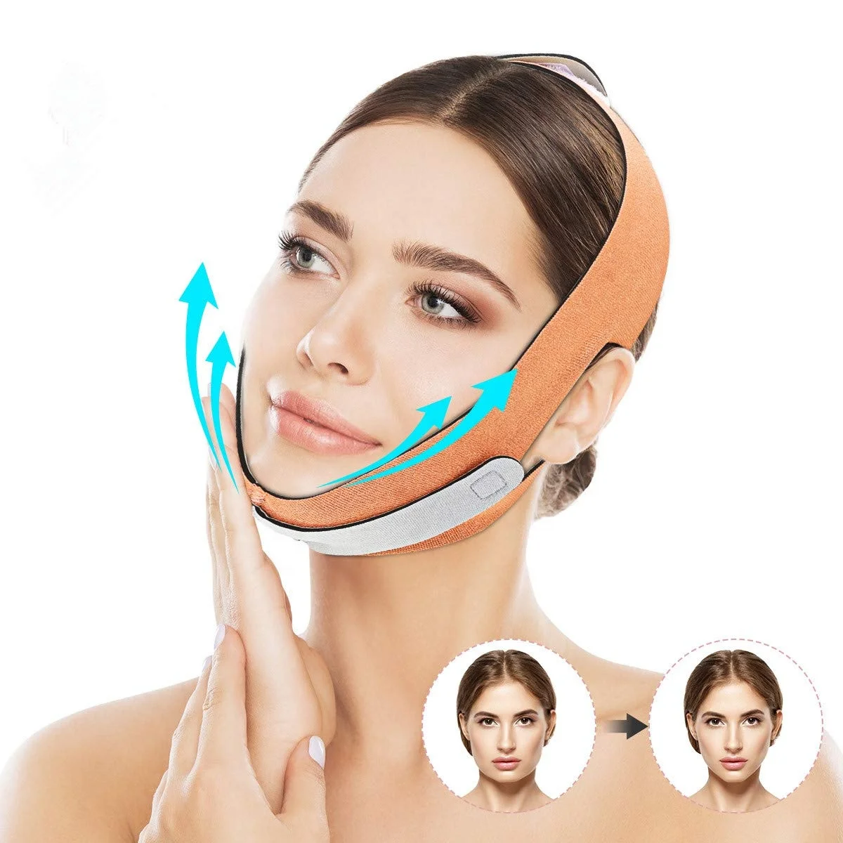 

Face Slimming Strap Facial Weight Lose Slimmer Device Double Chin Lifting Belt Pain Free V-Line Chin Cheek Lift Up Band Anti Wr, Pink, skin color