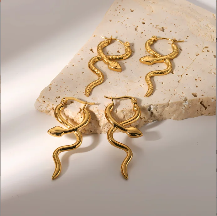 

New Classic Copper Metal 18k gold plated Snake Hoop Earrings For Woman Fashion Korean Jewelry Girl earrings