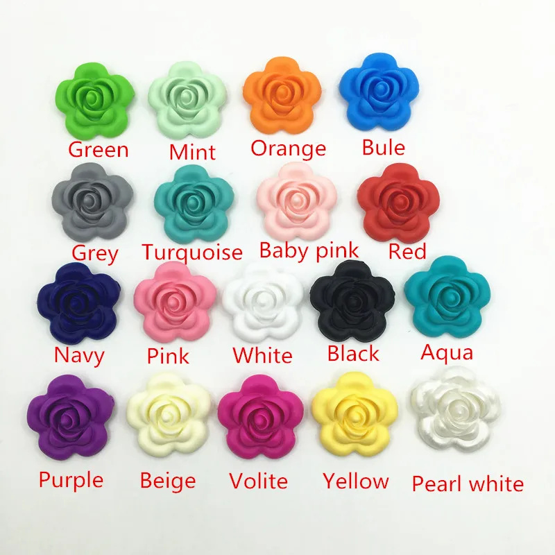 

BPA Free rose silicone bead kids bracelets baby teether silicone flower beads wholesale silicone teething bead