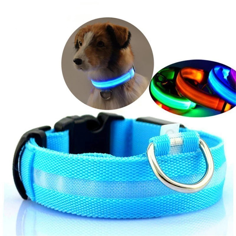 

LED Pet Nylon Night Safety Flashing Glow In The Dark Dog Leash Dogs Luminous Fluorescent Collars Collar Perro