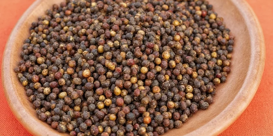Bowl filled with mixed peppercorns