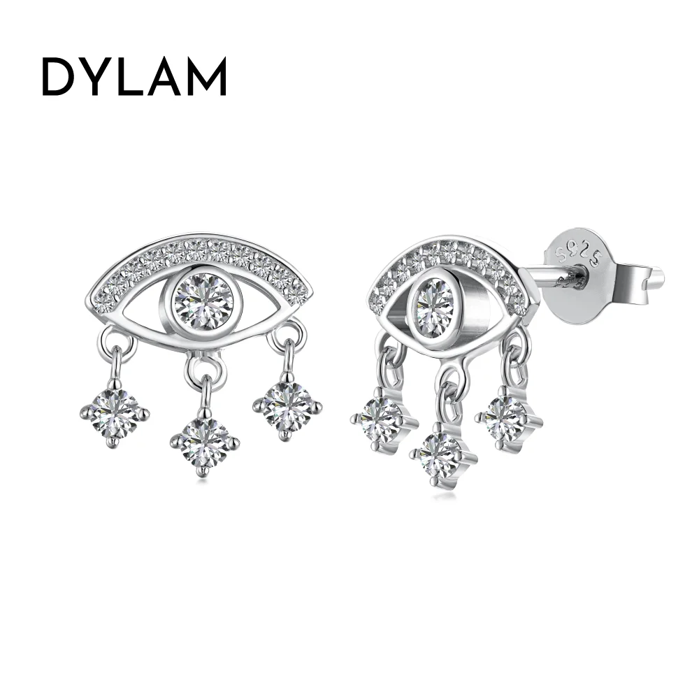 

Non Tarnish Iced Out Cz Cubic Zirconia Demon Eye Earring 18K Gold Plated S925 Sterling Silver Devil Eyes Stud Earrings Women