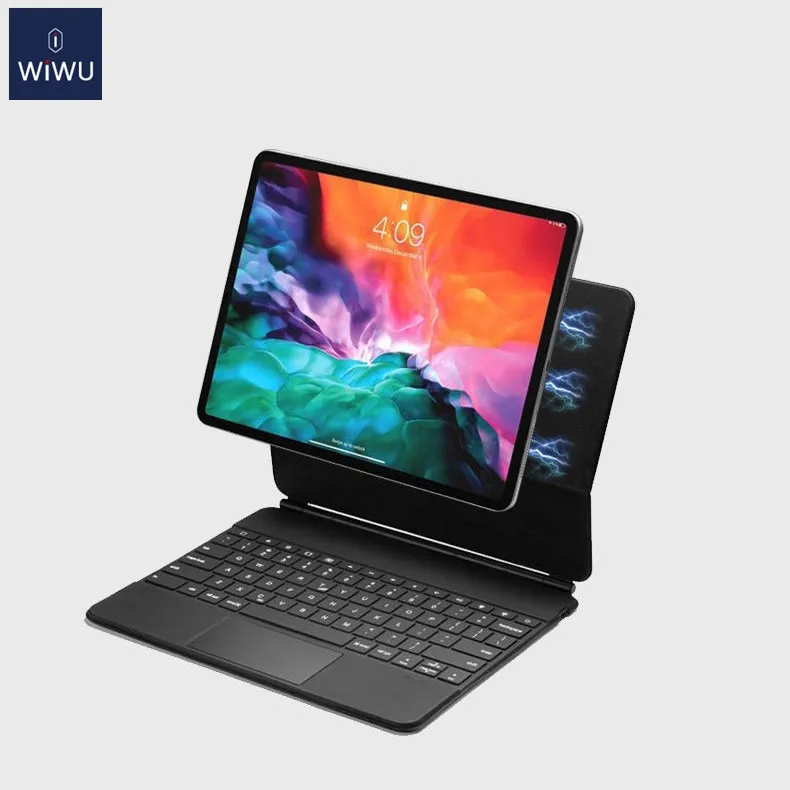 

WiWU Magic Keyboard Wireless for IPad Pro Air Suspension Brackets 12 11 10.9 inch English Arabic BT Magnetic Keyboard, Black