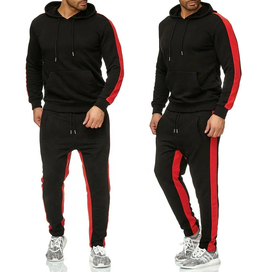 Men's casual hot style slim hip hop style hoodie solid color hoodie tracksuit