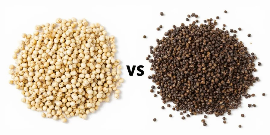 White pepper vs black pepper side by side